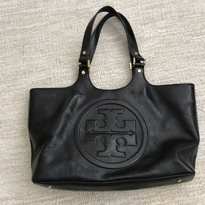 Tory Burch black bombe leather tote